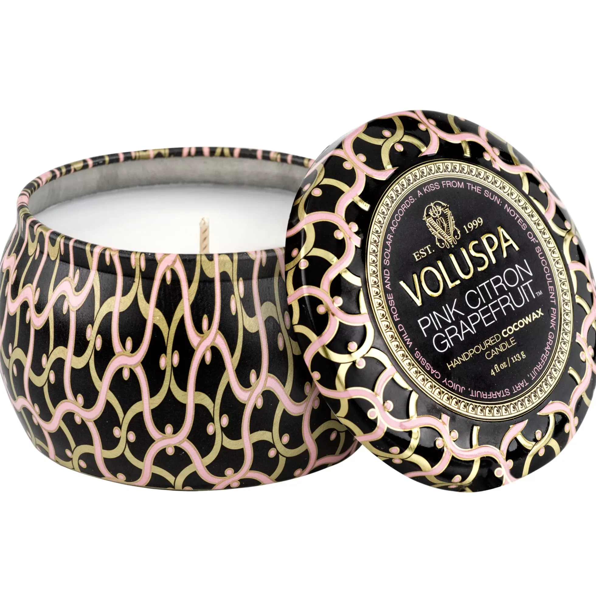 VoluspaPink Citron Grapefruit Mini Tin Candle 25h