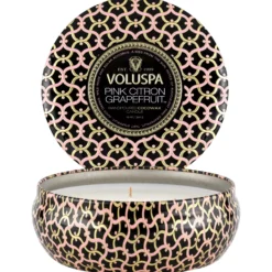 VoluspaPink Citron Grapefruit 3-Wick Tin Candle 40h