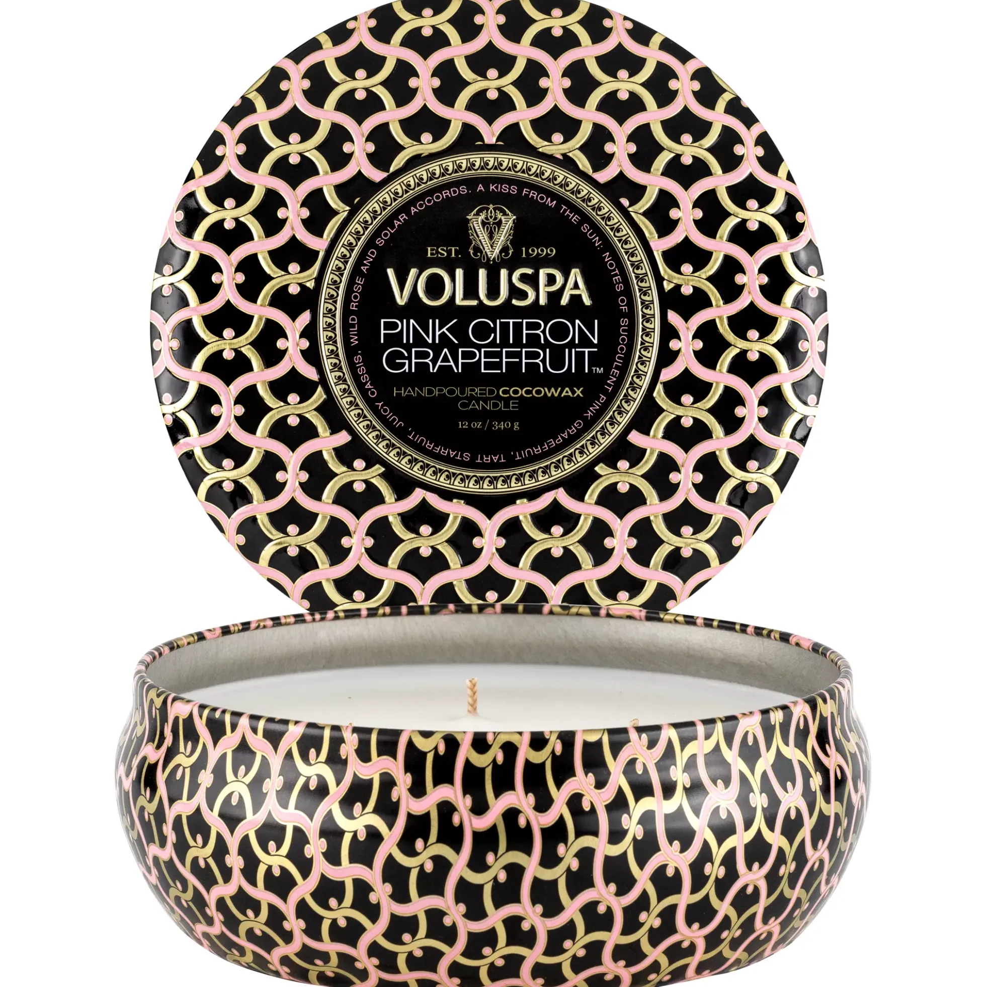 VoluspaPink Citron Grapefruit 3-Wick Tin Candle 40h