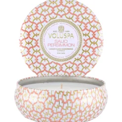 VoluspaSaijo Persimmon Maison Blanc 3-Wick in Decorative Tin 40h