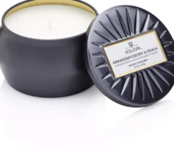 VoluspaVermeil Makassar Ebony & Peach Decorative Tin Candle 127 g