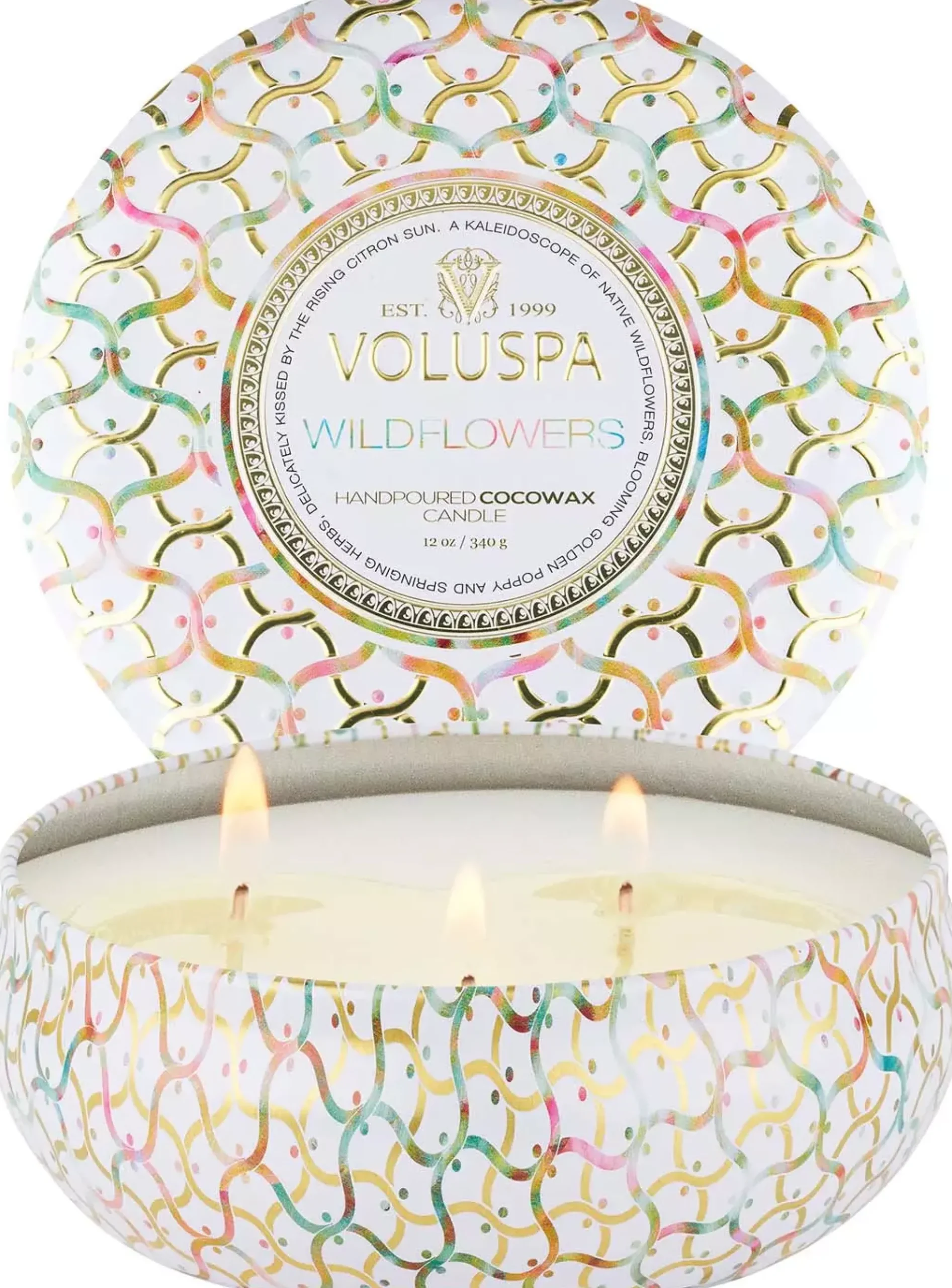 VoluspaWildflowers Maison Blanc Wildflowers 3-wick Tin Candle 40h 340 g
