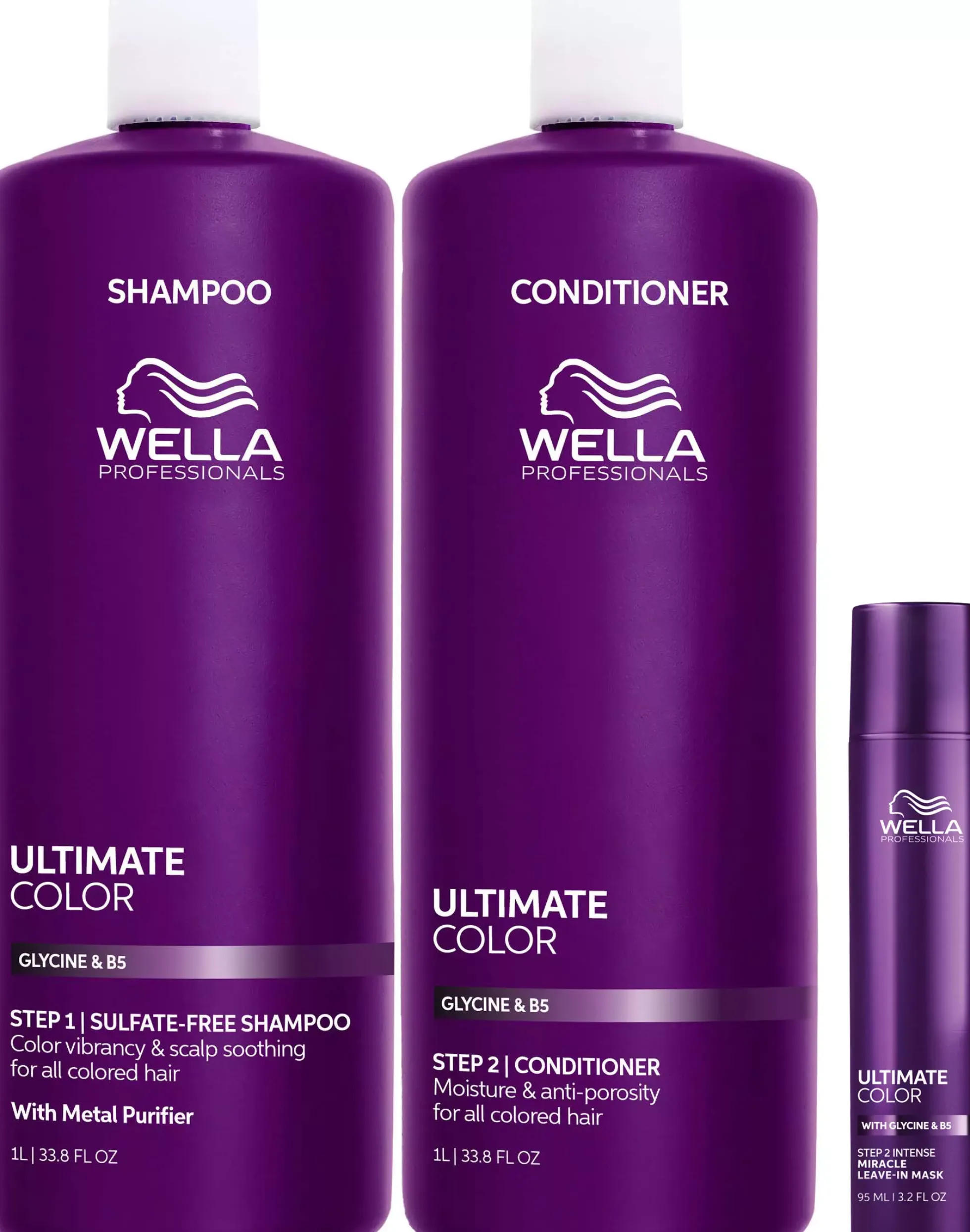 Wella Professionals Ultimate Color Bundle shampoo 1000 ml & Conditioner 1000 ml & Leave-In 95 ml