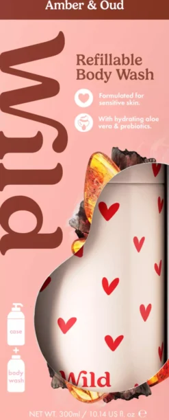 Wild Body Wash Love Heart Case Amber & Oud 300 ml