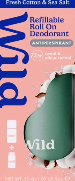 Wild Deo Roll On Aqua Case Fresh Cotton & Sea Salt 50 ml