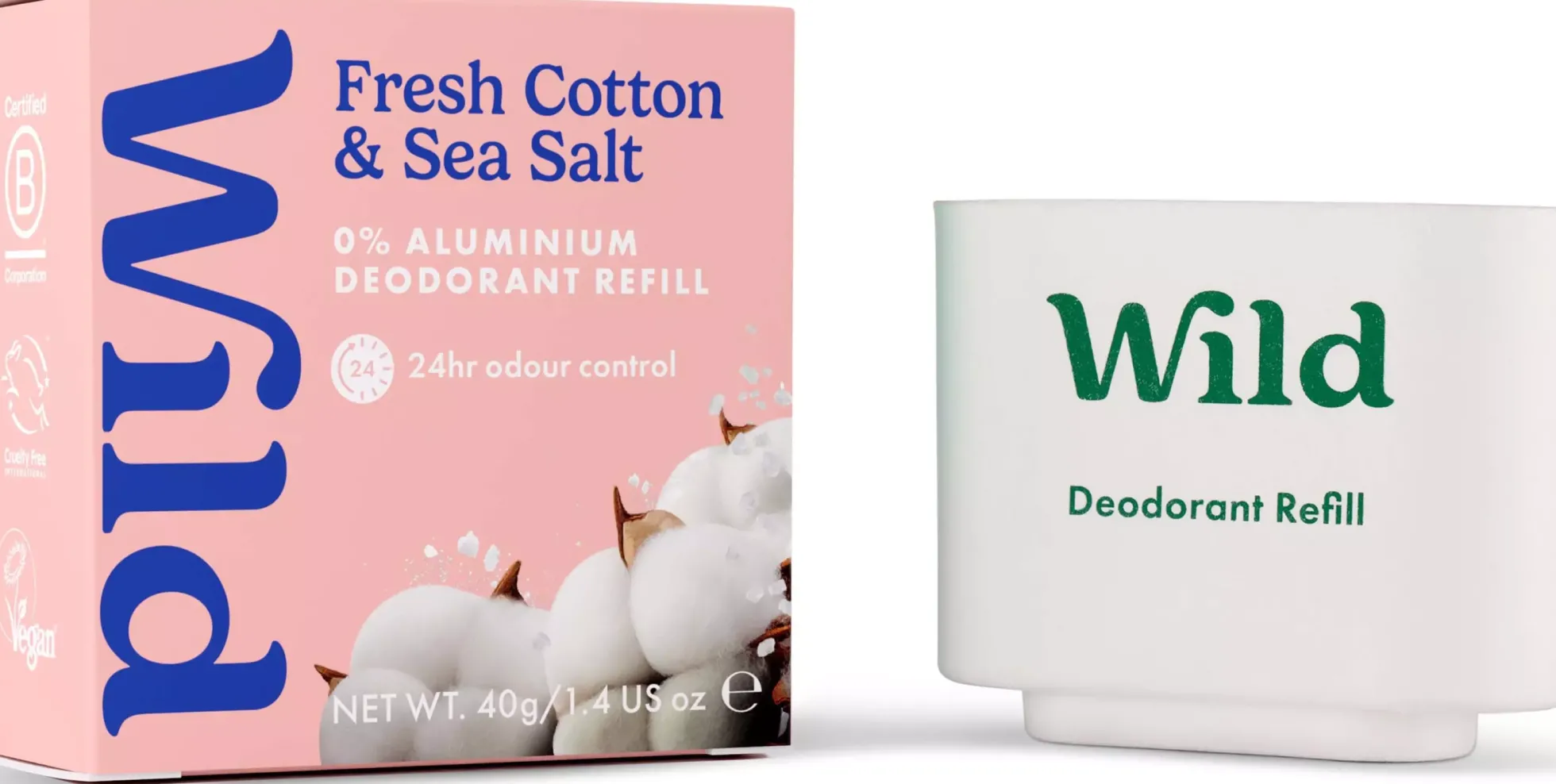 Wild Natural Deodorant Refill Fresh Cotton & Sea Salt 40 g