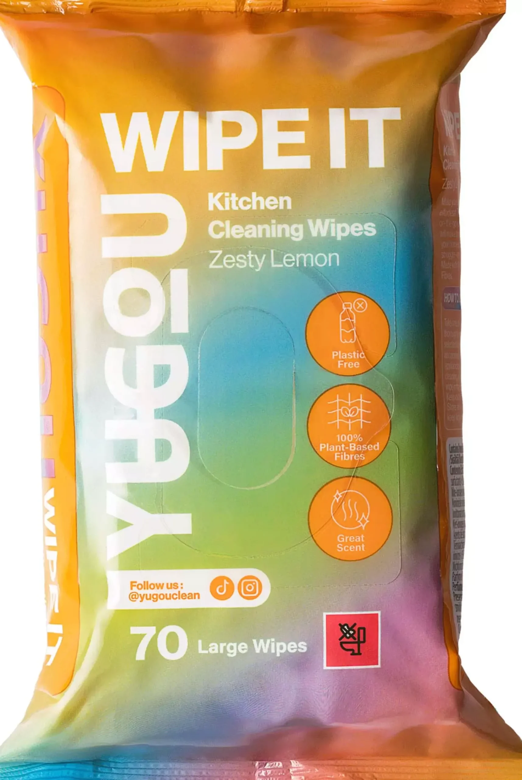 YUGOU WIPE IT Kitchen Cleaning Wipes Zesty Lemon 70 st